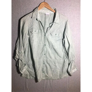 Womens Columbia Button Up Shirt Mint Green Casual Outdoors Hiking Floral Inside